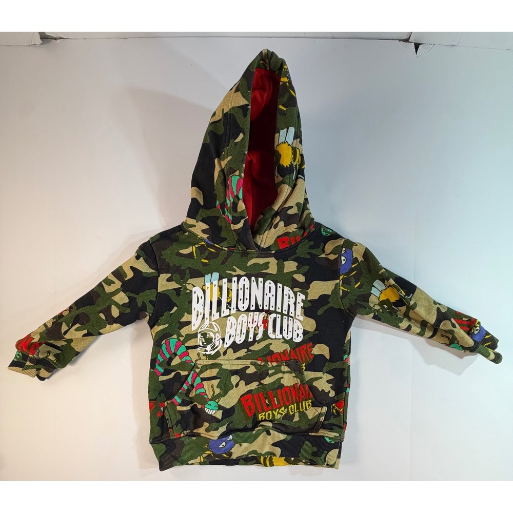 Billionaire Boys Club Kids Camo Graphic Hoodie Size 3T Green Red Pullover